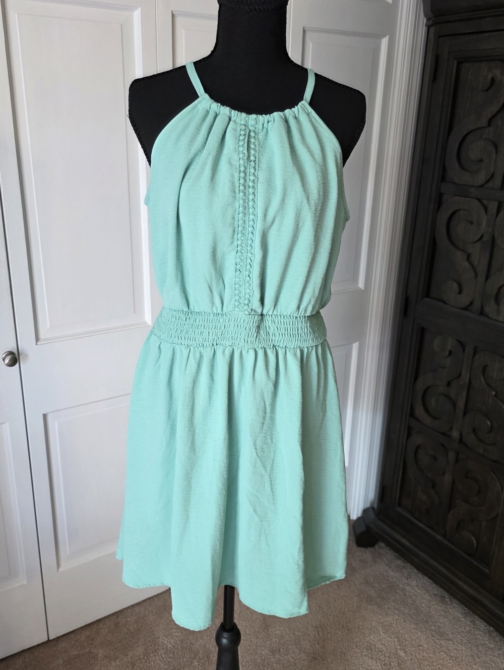 Light Aqua Halter Mini Dress